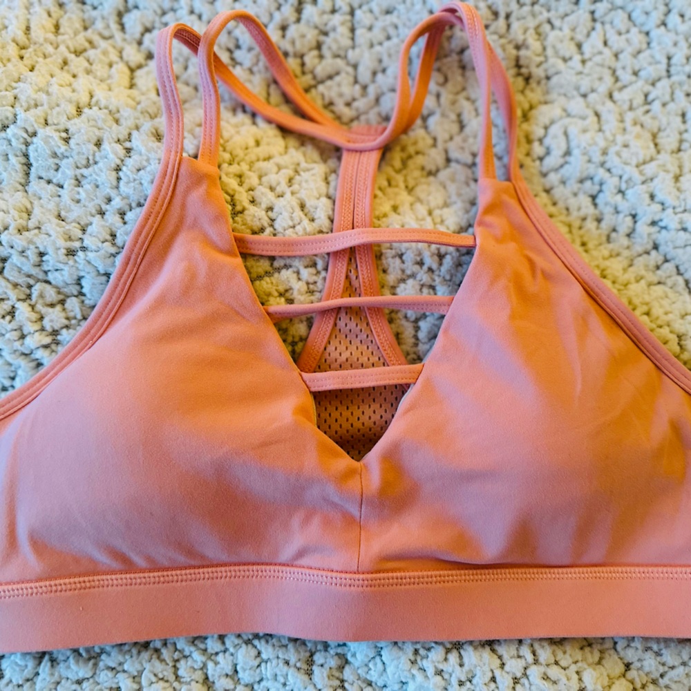 Large - ZYIA grid bra - salmon color with removable pads